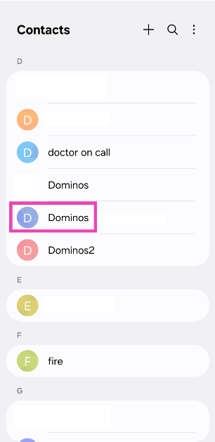 Step 2: Select the contact to whom you want to assign the vibration pattern.