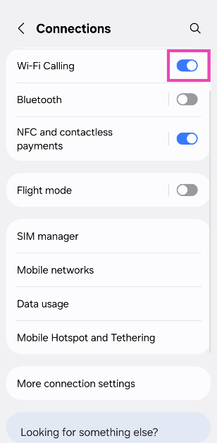 Step 2: Turn on the toggle switch next to WiFi Calling.