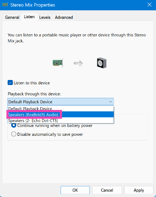 Step 10: Click the dropdown menu and select the secondary audio device. How to play audio from multiple speakers on your Windows 11 PC