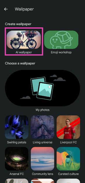 Step 4: Select AI wallpaper.