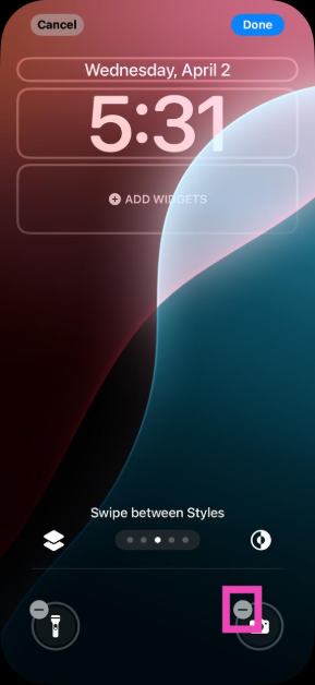 Step 4: Hit the minus icon on a control to remove it.