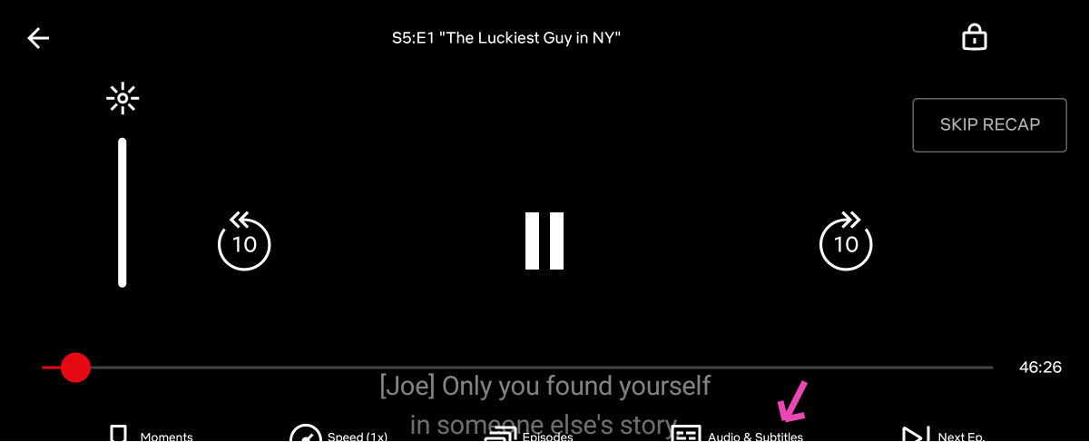Step 2: Tap the screen and select Audio & Subtitles.