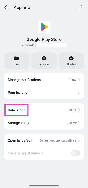 Step 4: Tap on Data usage.