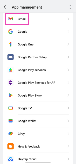 Step 3: Scroll down and select Gmail.