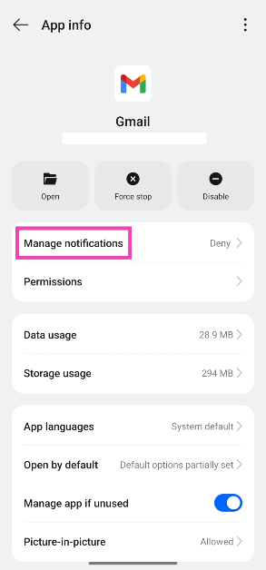 Step 4: Tap on Manage notifications.
