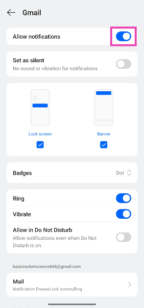Step 5: Turn on the toggle switch next to Allow notifications.