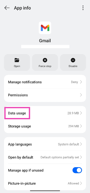 Step 4: Tap on Data usage.