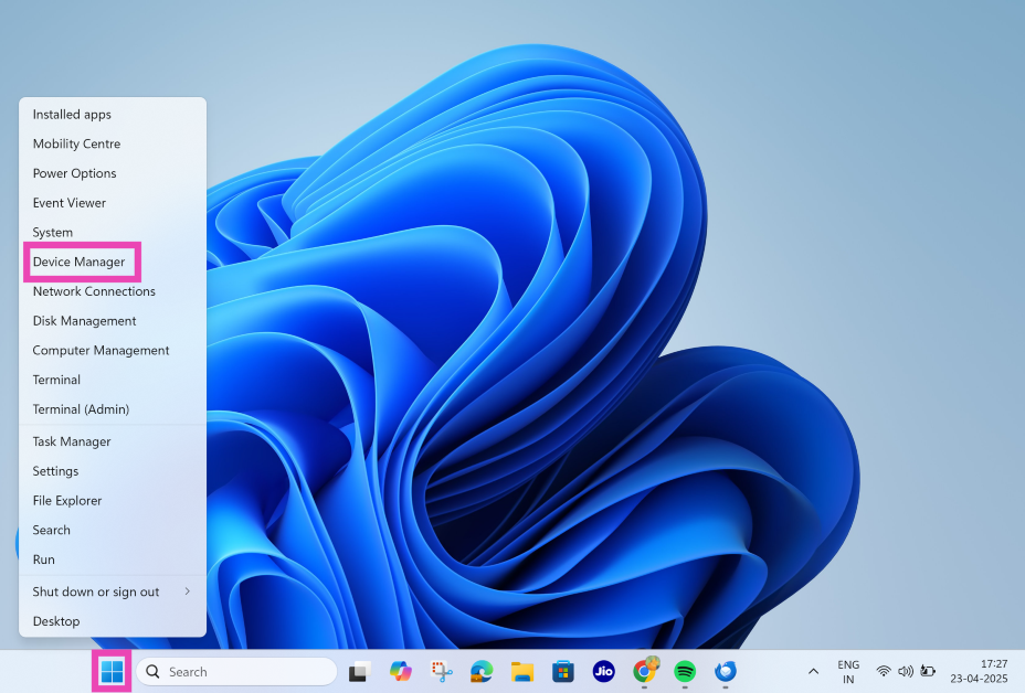 Step 1: Right-click the Windows icon in the taskbar and click on Device Manager. 6 ways to fix a blurry screen on Windows 11
