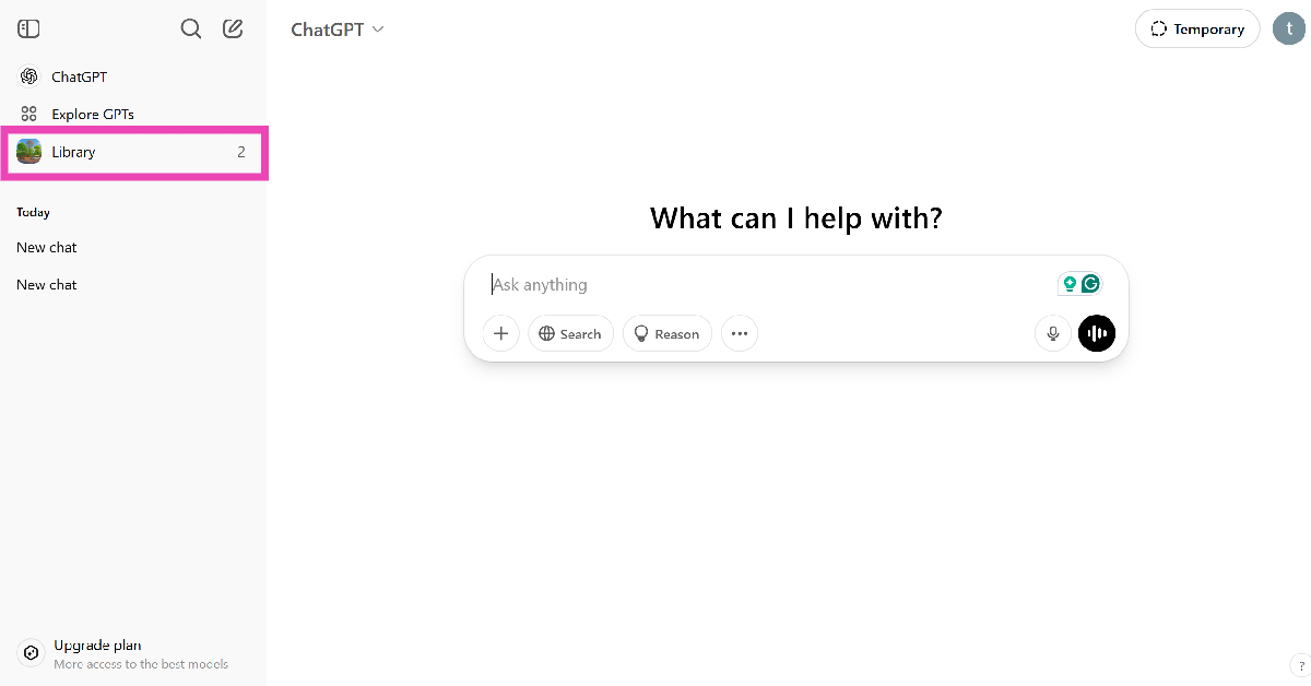 Step 2: Click on Library in the sidebar.