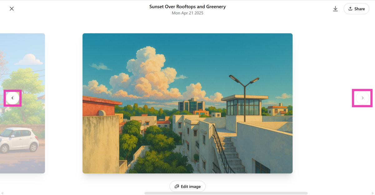 Step 4: When you open an image, you can browse the library by clicking the arrow icons. 