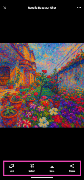 Step 6: Use the menu at the bottom to save or further edit the image. How to Use ChatGPT’s Image Library on Phone and PC