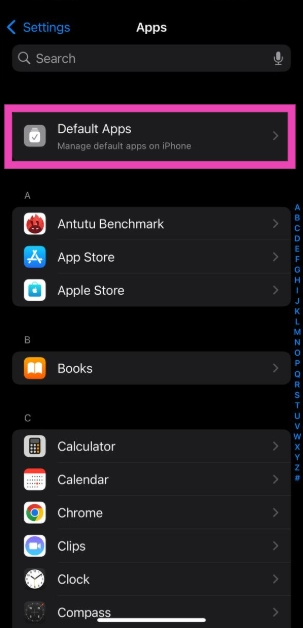 Step 3: Select Default Apps.