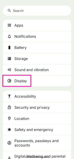Step 2: Tap on Display. How to enable dark mode in Google Photos (Web and Mobile)