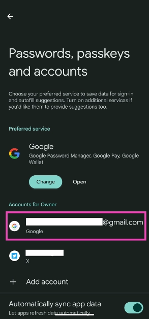 Step 2: Select your Google account.