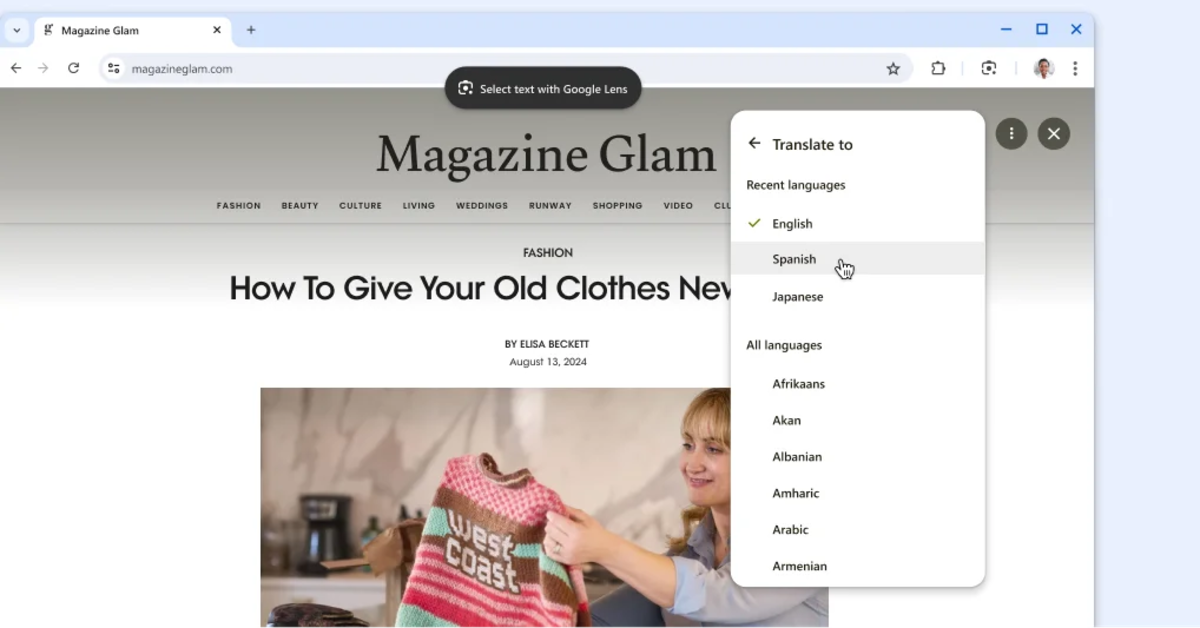 Translate the text inside images and videos on Google Chrome