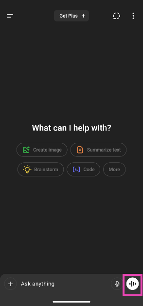 Step 2: Hit the waveform icon in the bottom right corner of the screen to access the voice assistant.