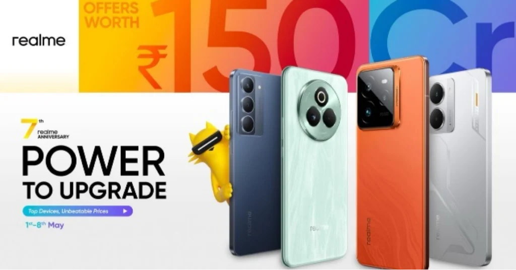 Realme is celebrating its seventh anniversary in India by offering attractive deals on its best-selling smartphones on Amazon and Flipkart.