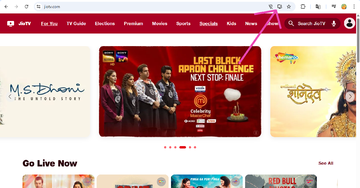 Step 2: Click the monitor and arrow icon in the address bar. How to install the JioTV app on a Desktop, Laptop, or TV?