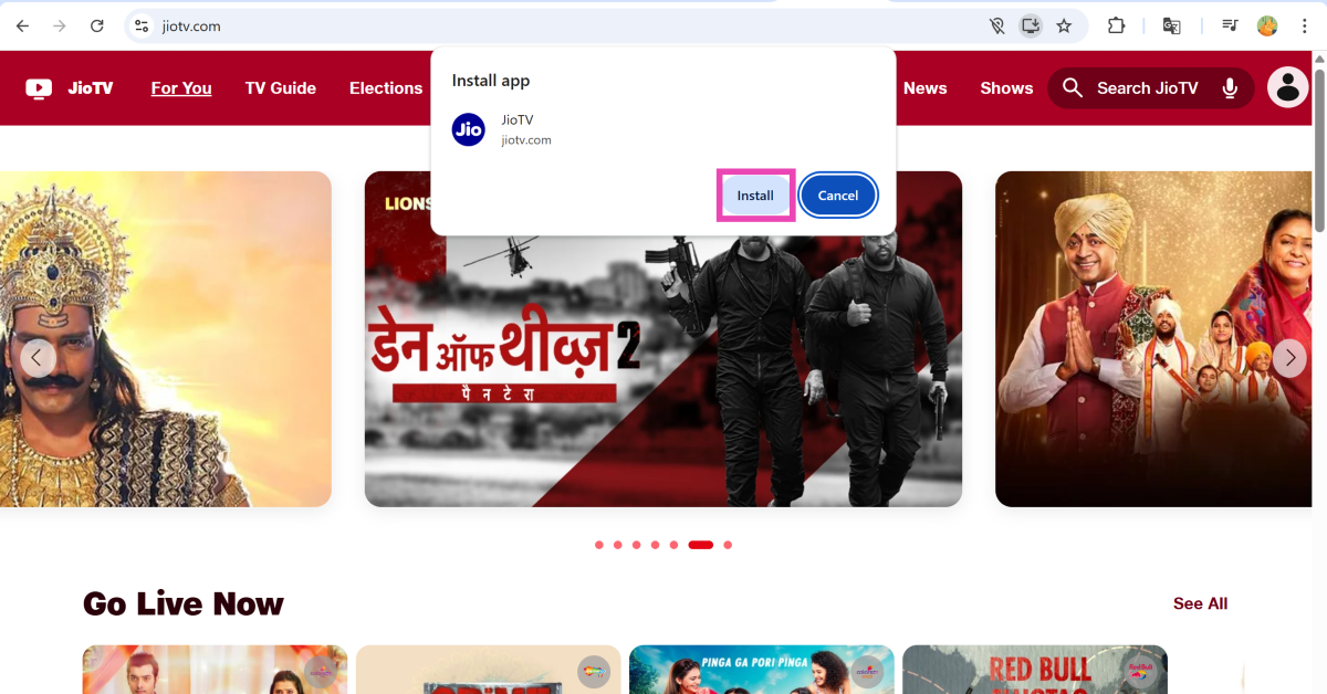 Step 4: Hit Install. How to install the JioTV app on a Desktop, Laptop, or TV?