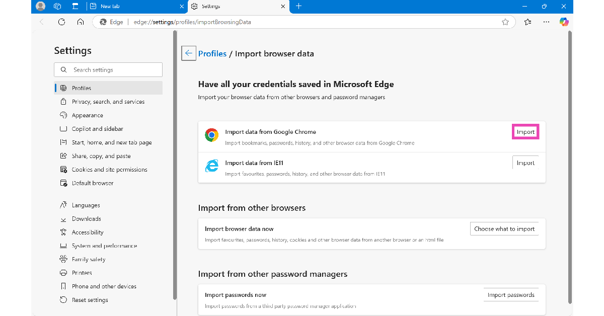 Step 5: Click on Import Favourites.