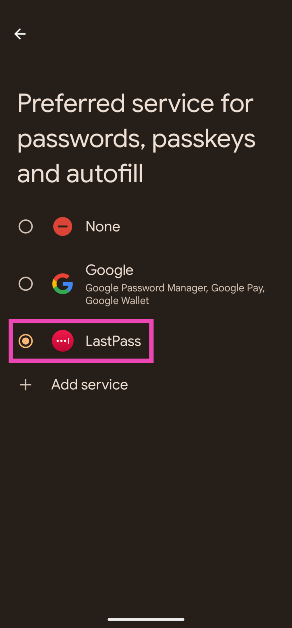 Step 3: Select your preferred third-party password manager.