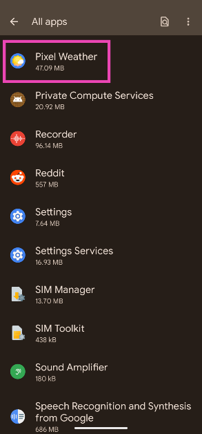 Step 2: Select the Weather app.