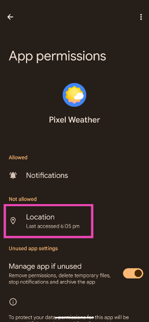 Step 4: Tap on Location.