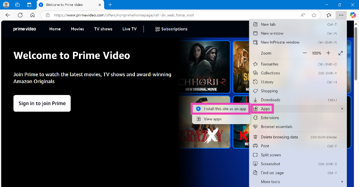 Step 3: Go to Apps and select Install this site as an app. How to turn a website into an app on PC 