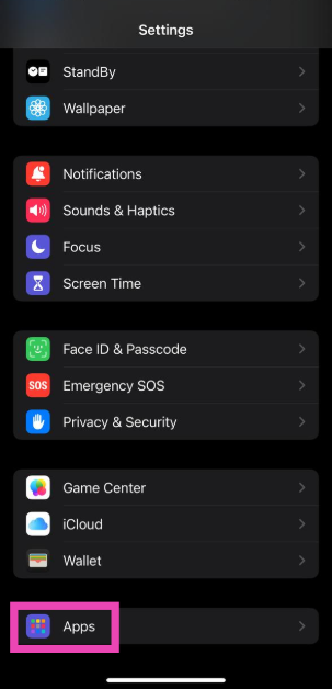 Step 2: Select Apps.