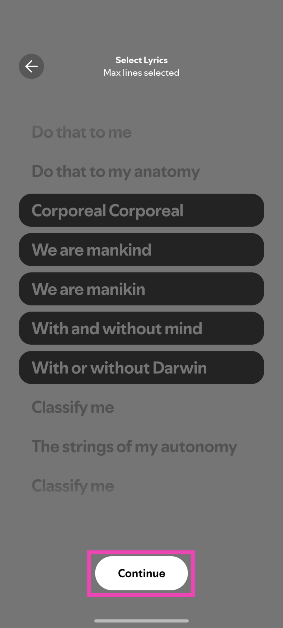 Step 4: Tap on a line to select it. You can select a maximum of 5 successive lines.