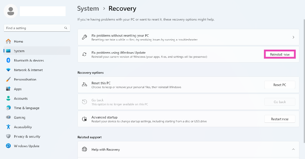 Step 3: Click on Reinstall now next to Fix problems using Windows Update. 5 ways to fix ‘Search bar not working’ in Windows 11