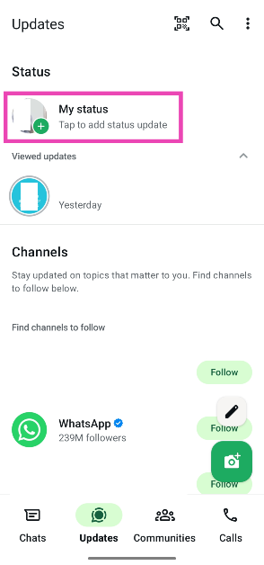 Step 3: Tap on My status.