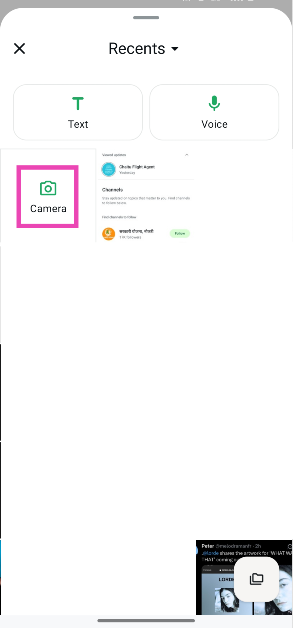 Step 4: Select an image/video from your phone’s library or tap on Camera to take a picture or record a video.
