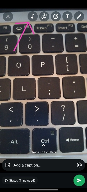 Step 5: Tap the music icon at the top of the screen.