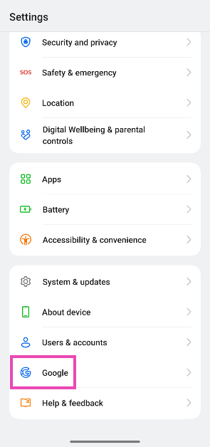 Step 1: Go to Settings and select Google.