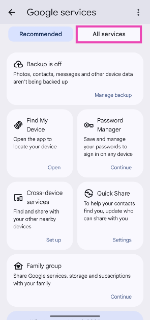 Step 2: Tap on All services.