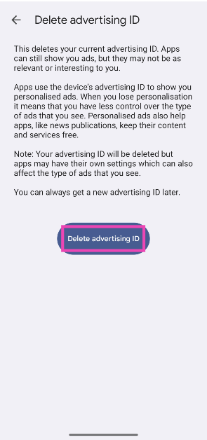 Step 5: Select Delete advertising ID. 6 ways to prevent app tracking on Android