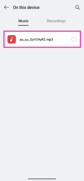Step 6: Select a song from your device’s internal storage.