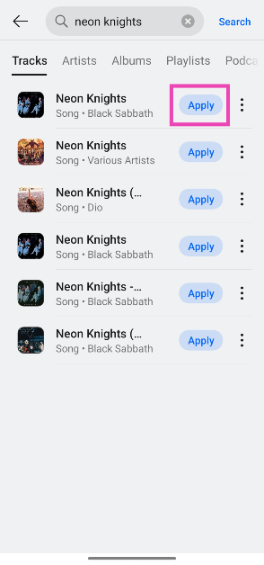 Step 8: Hit Apply next to the song. 2 ways to set a song as an alarm tone on Android