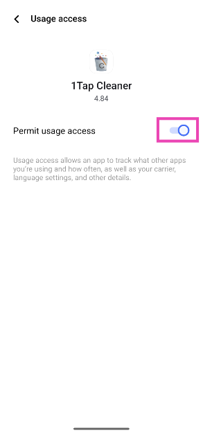 Step 8: You will be redirected to Accessibility settings. Scroll down to 1Tap Cleaner and turn on its toggle switch.