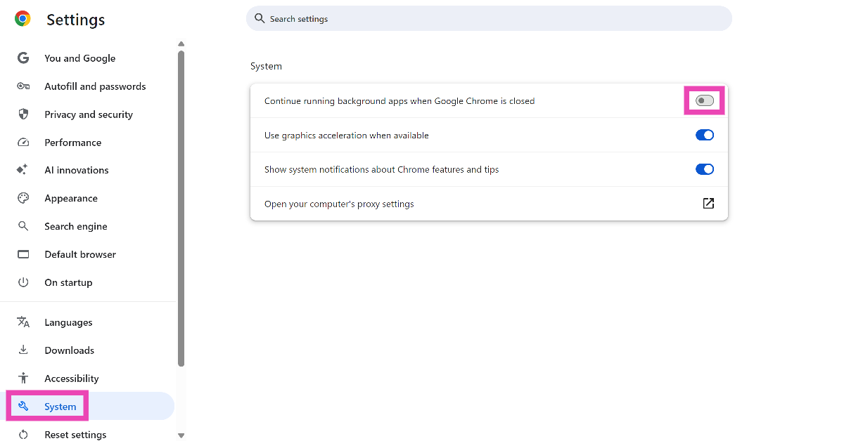 Step 3: Go to the System tab. How to reduce Google Chrome’s RAM usage
