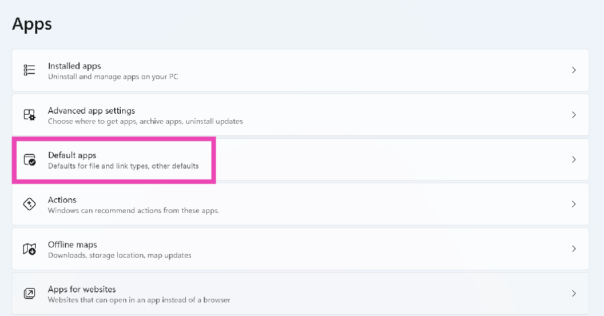 Step 2: Click on Default apps.