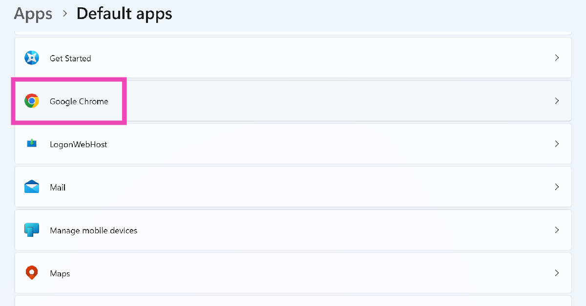 Step 3: Select the app you wish to set as the default browser.
