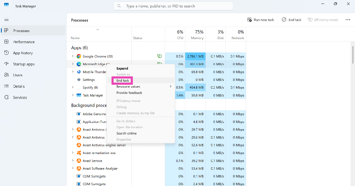 Step 2: Right-click Microsoft Edge’s entry and hit End task. How to disable Microsoft Edge on your Windows 11 PC