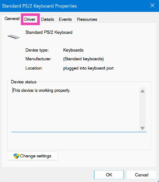 Step 4: Switch to the Driver tab and hit Enable.