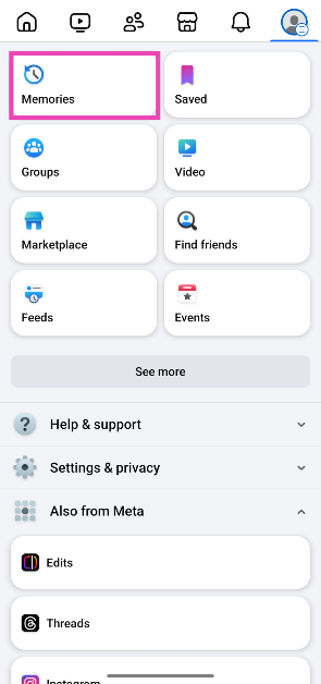 Step 2: Tap on Memories.