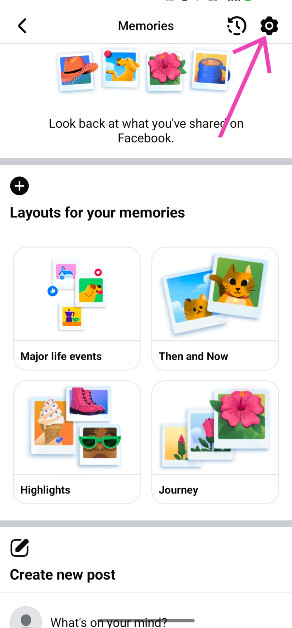 Step 3: Hit the gear icon in the top right corner of the screen. disable facebook memories