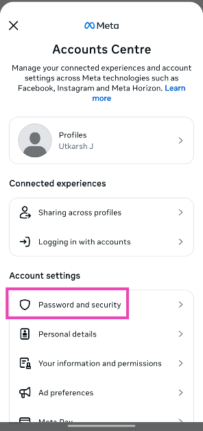Step 4: Select Passwords and security.