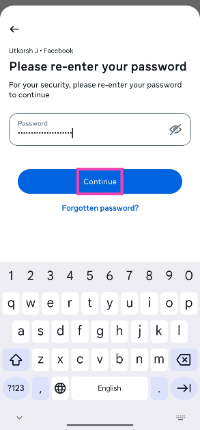 Step 7: Enter your password and hit Continue.
