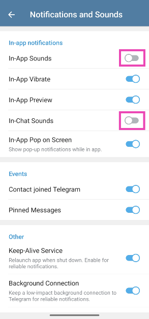 Step 5: Turn off the toggle switches next to In-App Sounds and In-Chat Sounds. How to turn off the outgoing message sound on Android